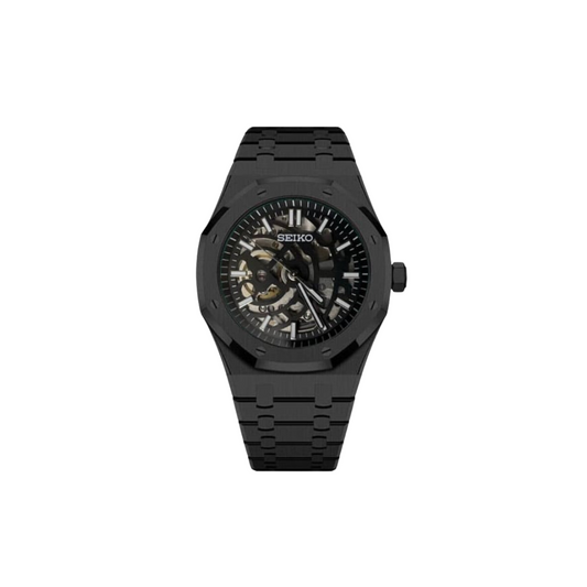 SEIKO MOD OAK SKELETON Men's Watch with black Dial and black Steel Bracelet