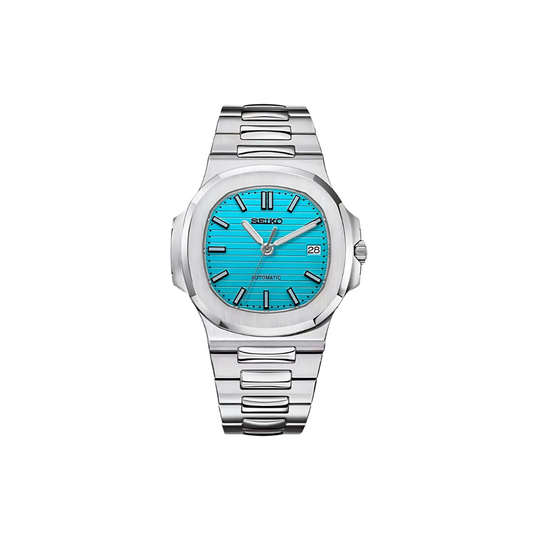 SEIKO MOD NAUTILUS SILVER GREY Men's Watch with blue Dial and Steel Bracelet