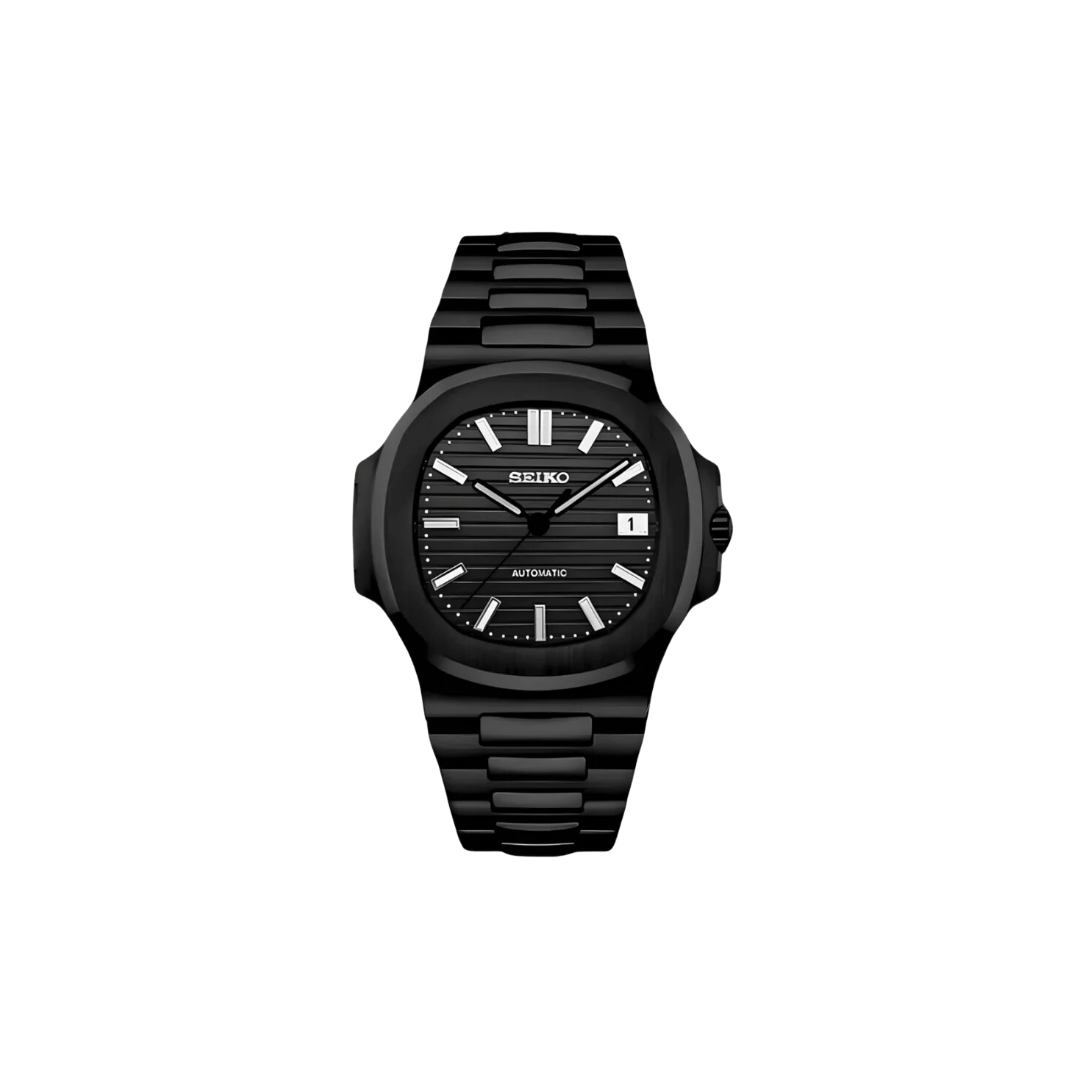 SEIKO MOD NAUTILUS FULL BLACK MEN'S WATCH - HIKARI