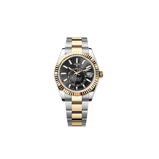 SEIKO MOD SKYDWELLER HALF GOLD MEN'S WATCH