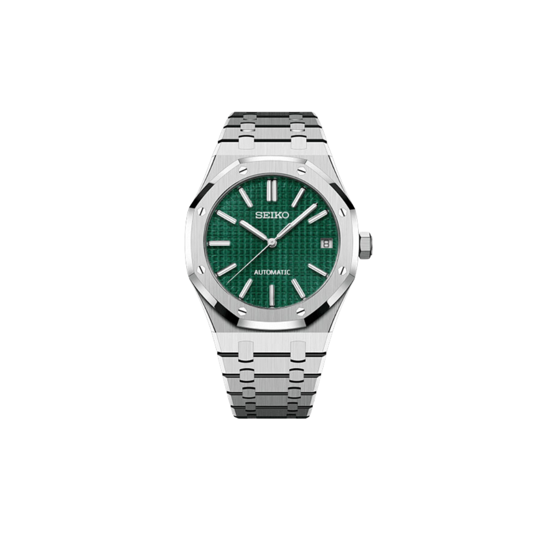 SEIKO MOD ROYAL OAK with emerald Dial and Steel Bracelet