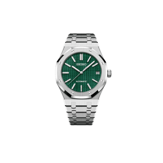 SEIKO MOD ROYAL OAK with emerald Dial and Steel Bracelet