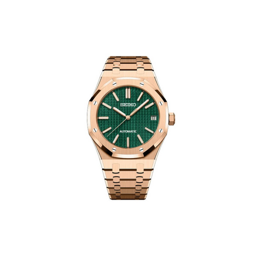 SEIKO MOD OAK chrono  Men's Watch with green Dial and gold Steel Bracelet