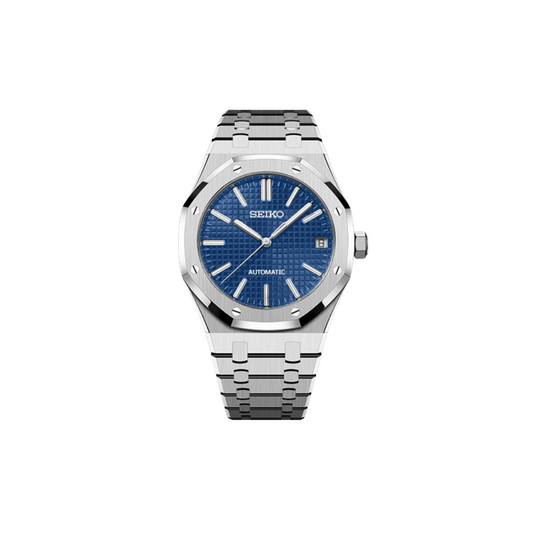 SEIKO MOD ROYAL OAK with blue Dial and Steel Bracelet