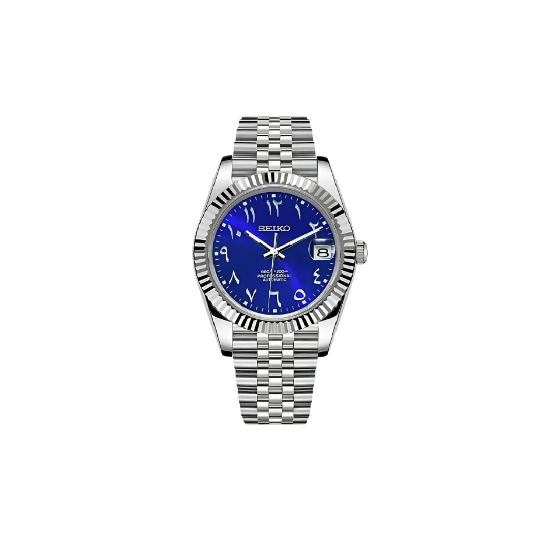 SEIKO MOD NAVY ARABIC DIAL Men's Watch with blue Dial and Steel Bracelet