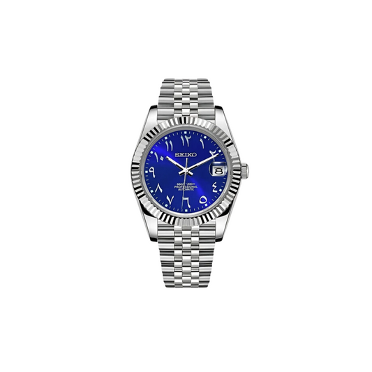 SEIKO MOD NAVY ARABIC DIAL Men's Watch with blue Dial and Steel Bracelet